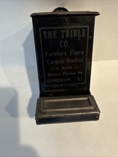 Antique Henderson Ky Metal Match Holder  The Trible Co  picture