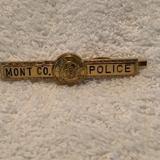 Vintage Montgomery County Police Maryland Gold Tone  Tie Clip Bar  picture