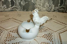 1960s FRENCH ROOSTER ASHTRAY WHITE GOLD PORCELAIN JAPAN MID CENTURY picture