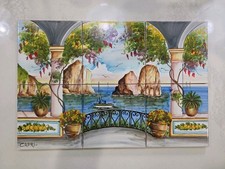 Hand-Painted Capri Tile Mural Italian Terrace View Decorative Art Made In Italy  picture