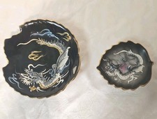 Japan Dragon Ware Moriage Trinket Dish Wall Hanger 🐉 Lot Of 2 picture