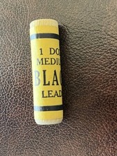 Vintage SEALED 1 Dozen Medium Black Mechanical Pencil Leads 12pk Wood Tube USA picture