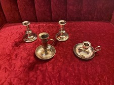 Vintage Baldwin & India Brass Candlestick Holders Lot Of (4) 4” - 2.5” - 4.5” picture