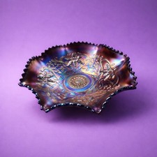 Northwood Wishbone & Basketweave Dual Sided Carnival Glass 10