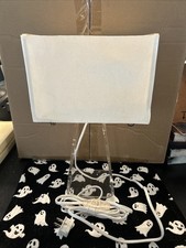 Vintage Pablo Clear Acrylic Tube Top Desk/Bedside Table Lamp w/Dimmer Read picture