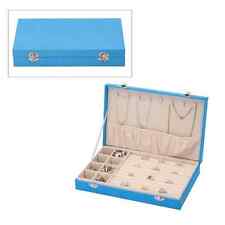 Turquoise Jewelry Organizer Box Blue Velvet with Anti Tarnish Lining Lock Gifts picture