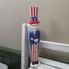 Vtg Uncle Sam Figure Wood Primitive Folk Art Hand Painted Americana USA Patriot  picture