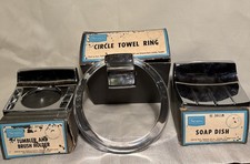 Original Vintage Sears And Roebuck MCM Metal Chrome Accessories Set Boxes 1960s picture