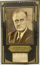1934 FDR Franklin D Roosevelt Calendar H Jacobus Antigo WI Advertising picture