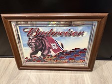 Vintage Budweiser Salutes U.S. Coast Guard Bear Mirror Wooden Frame picture