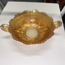 RARE Vintage Fenton Marigold Carnival Glass Two Handled Candy Dish picture