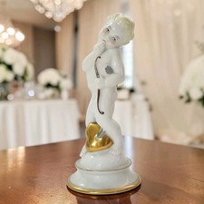 Vintage Pirken Hammer Cupid Figurine W/Bow, Arrow & Gold Heart 6.25