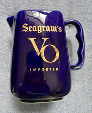 Seagram's VO Blue Glass Distillery Advertising Pitcher with Gold Lettering picture