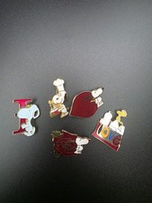 SNOOPY Vintage 1970's Peanuts Enamel Pin Lot of 5 Aviva Taiwan Love Heart Rose picture