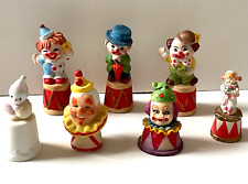 Vintage Enesco Ceramic Clown Thimbles Precious Moments Lot of 7 Figures picture