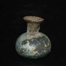 Genuine Ancient Roman Glass Bottle with Iridescent Patina Circa 3rd Century AD picture