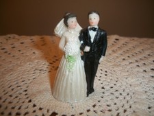 Vintage Bride and Groom Miniature Figurine Sculpture picture