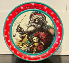 VTG Old Farmers Almanac 200th Anniversary Victorian Santa Christmas Tin 7.25