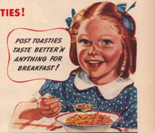 Post Toasties Ping Pong 1940 Vintage Print Ad Better N Anything Corn Flakes picture