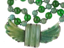 c1940's Mexican Sterling carved hardstone and bakelite necklace picture