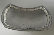 TOWLE SILVERSMITHS METAL CURVED TRAY OR BOWL w MOTHER OF PEARL INLAY picture