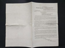 1844 antique MASSACHUSETTS ELECTION CIRCULAR John P Bigelow SECY of Commonwealth picture