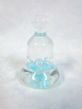 Joe Rice Glass Bell Shaped Periwinkle Blue Flowers Paperweight 4.5
