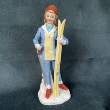 Vintage Ceramic Handpainted Lefton Skier Figurine picture