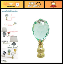 Light Green Faceted Crystal Lamp Finial - Brass Plated, 2.25