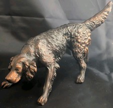 Antique Irish Setter Statue Bronze Gilded Cast Metal Dog Paperweight 8.5