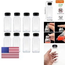 MYYZMY 8 Pcs 8 oz Reusable Clear Plastic Juice Bottles, Black Lid picture