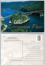 Deception Pass Bridge Whidbey Island Washington Aerial View Postcard John Kaiser picture
