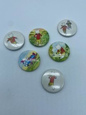 Vintage RUPERT BEAR Pinback Button Lot of 6 - Collectable Badges 1970's or 80's picture