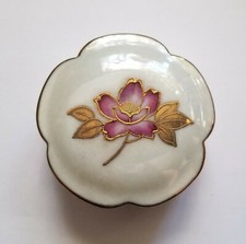 Lamode Fine China Gold Trim Mother of Pearl Covered Trinket Bowl 3.25
