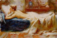 oil painting A woman lying in bed on canvas handmade modern art wall Decor 36