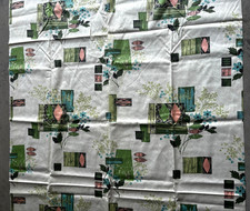 Vtg. 1950's Era EVERGLAZE Fabric 2 Pieces 46 x 164 & 46 x 66 Mid-Century NEW OS picture