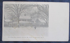 1905 Sharon Massachusetts Post Office Square Winter Snow Postcard picture