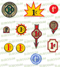 1 Cent 10 for 10 Gumball/Peanut Machine Decals - 10 for $10 - B picture