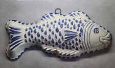 Vintage BASSANO ABC CERAMICHE Italy Blue on White Decorative Fish Mold. v. LARGE picture