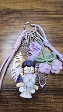 Nanci Rolife Figure Keychain w/ Charms, Lanyard, Crochet Flower In Purple. picture