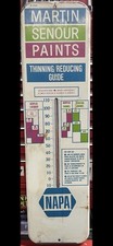 Vintage 1960s NAPA Martin Senour Paints Tin Metal Advertising Thermometer 27” picture