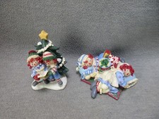 Vintage Raggedy Ann & Andy Christmas Tree Figurine Christmas Morning Gifts Russ picture