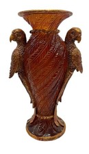 Amber & Gold Resin Parrot Vase With Feathered Textured Body  picture