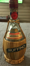 Vintage Ruffino Straw Basket Chianti Bottle - Empty 1968 pint Italy picture