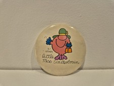 Vintage 1980s Mr Men Little Miss Scatterbrain Pin Badge, Retro Collectable picture