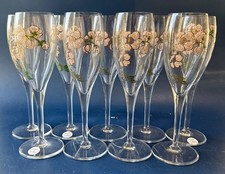9 Perrier Jouet Champagne Flutes Hand Painted Flower Anemones Discontinued picture