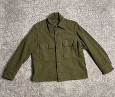 Vintage Olive Green Wool Field Jacket Military Style Utility Work Coat Men's M picture
