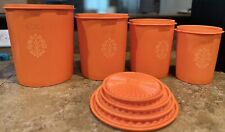 VTG Tupperware 8-Pc Servalier Nesting Kitchen Canister Set ~ bright Orange picture