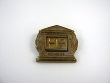 Antique PP School Pin Badge Brass Tone Architectural Classical Building Award picture