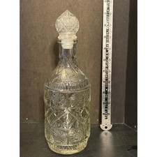 Vintage Federal Law Forbids Glass Liquor Decanter Sunburst Diamond Pattern D10 picture